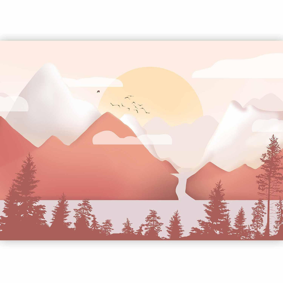 Fototapete - Landscape at Sunset - First Variant