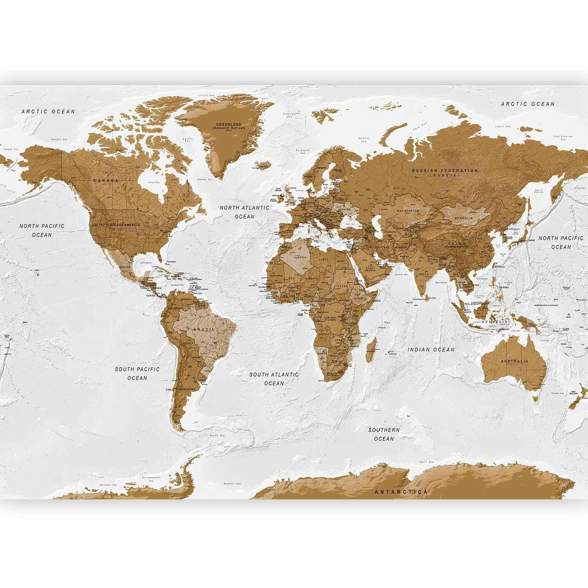 Fototapete - World Map: White Oceans