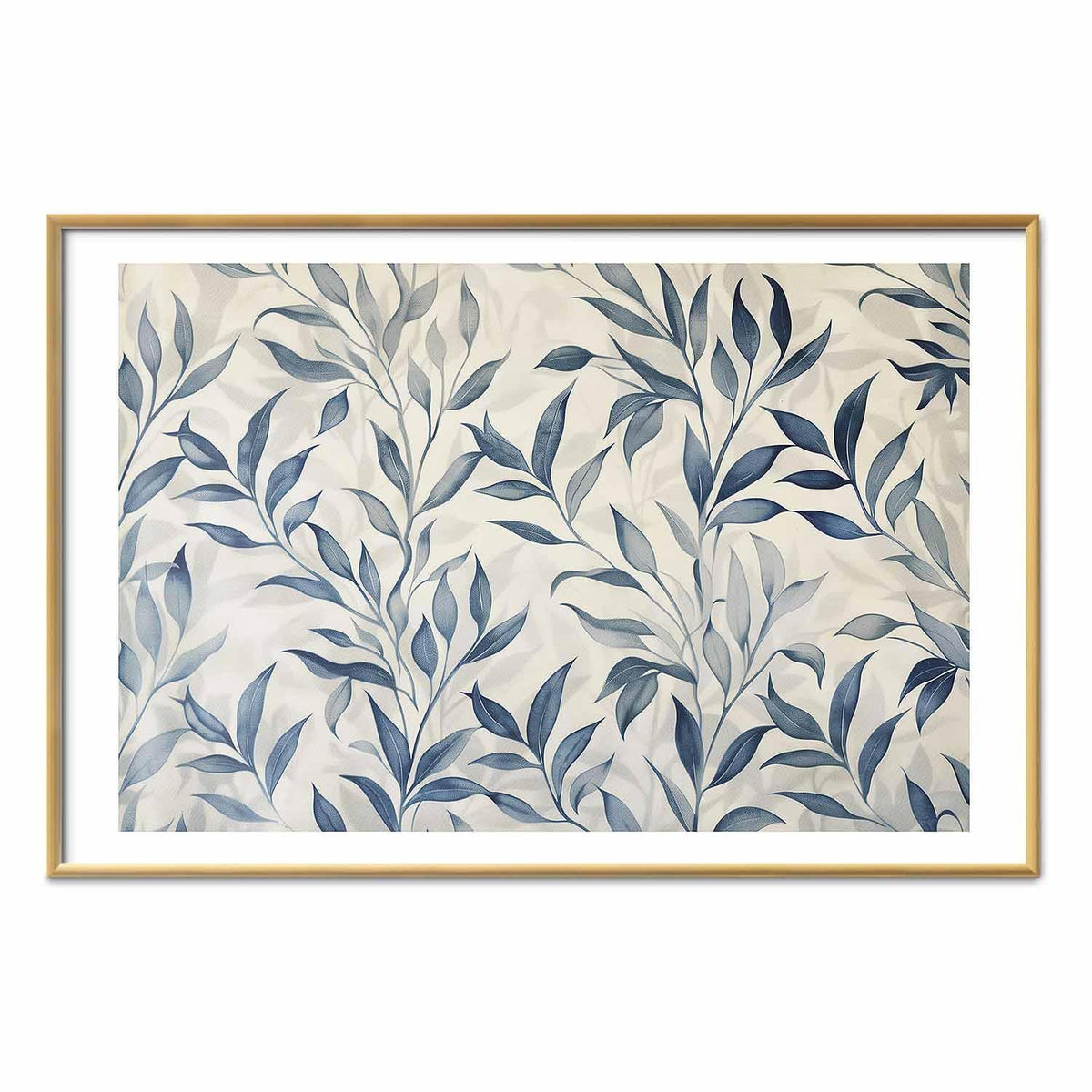 Poster - Delicate Botanical Motif with Blue Leaves