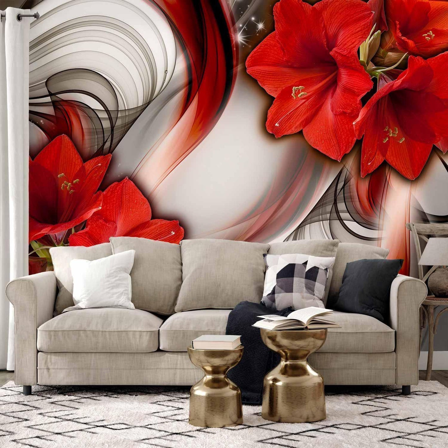 Fototapete „Amaryllis – Ballad of the Red“ – Blühende Eleganz in Rot