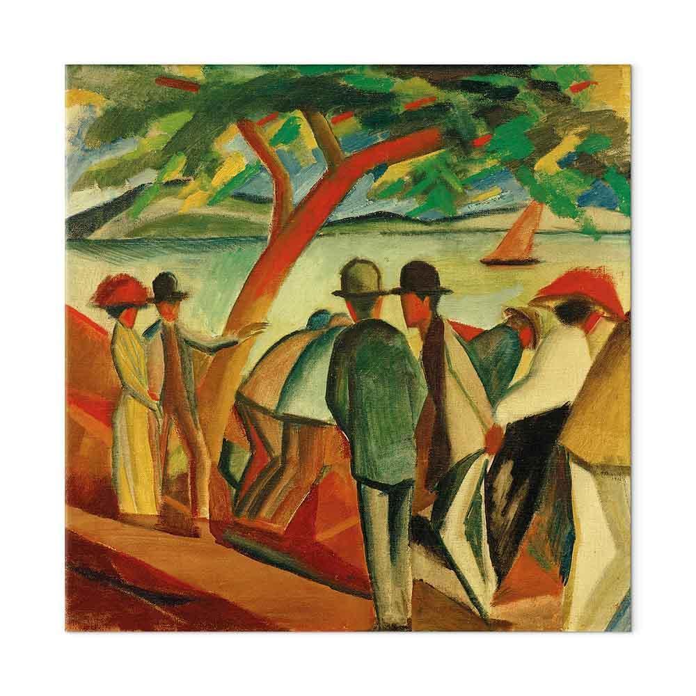 Leinwandbild - August Macke – Spaziergänger am See