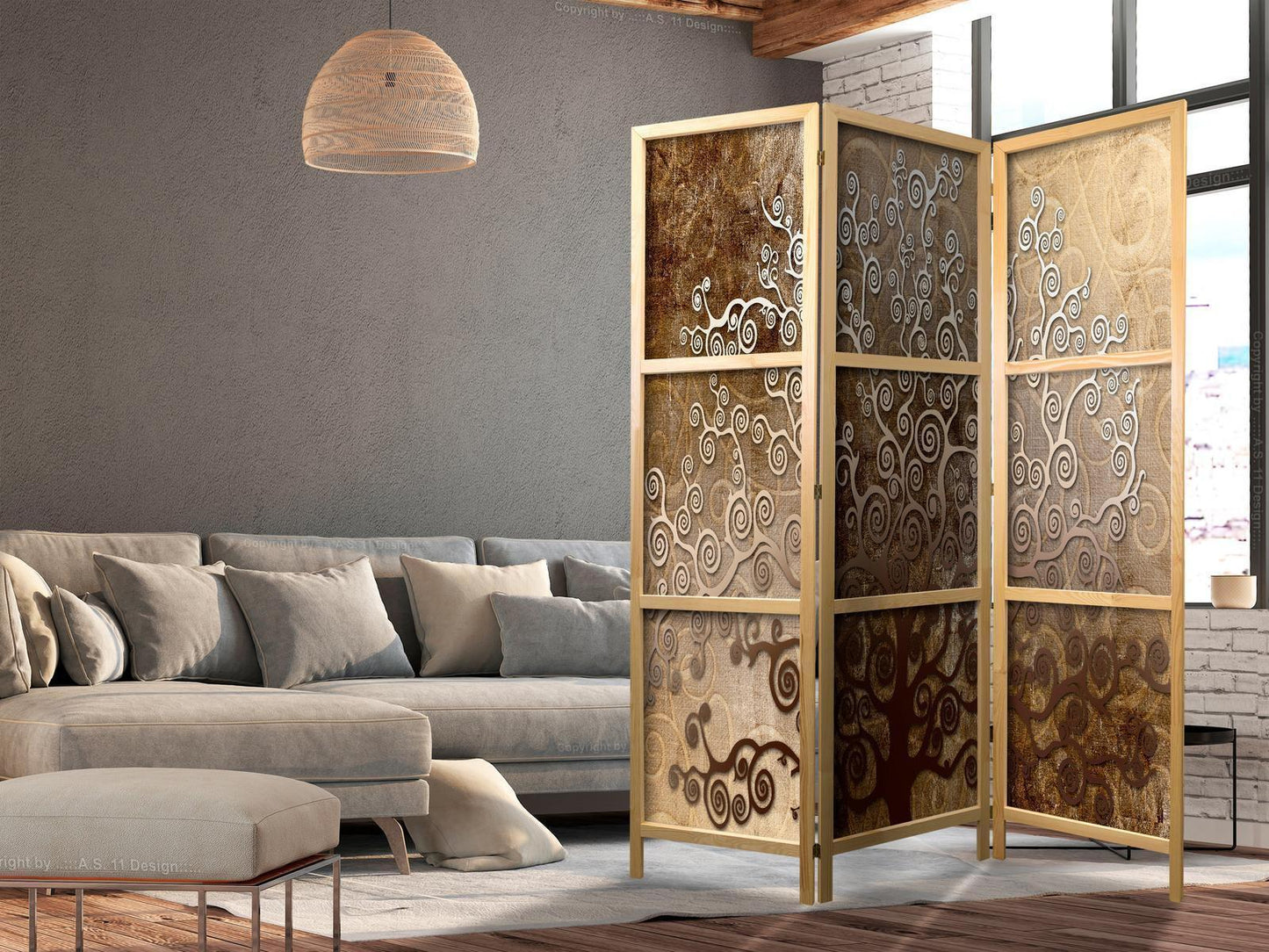 Japanischer Paravent - Golden Flourishes I Artgeist