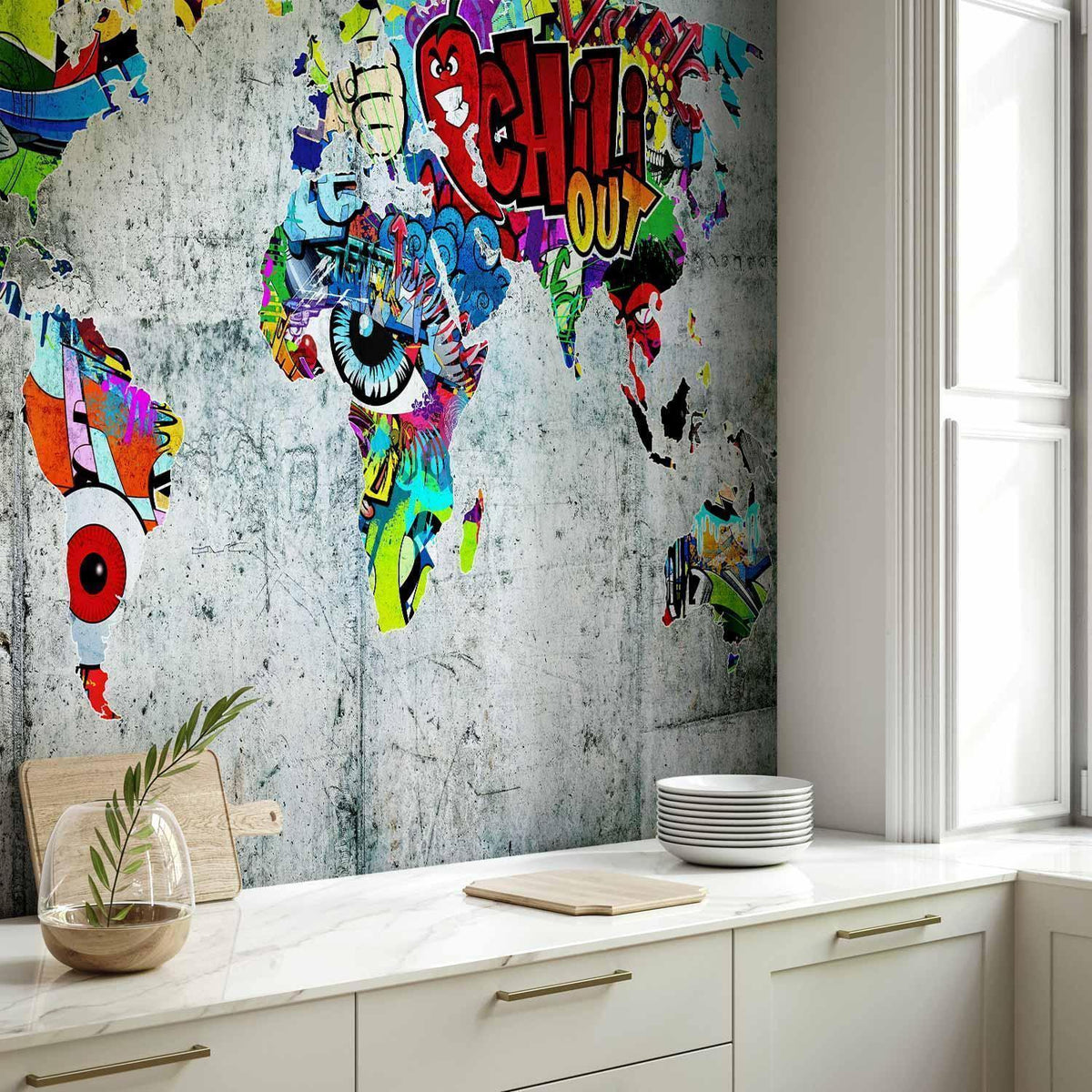 Fototapete - Map - Graffiti