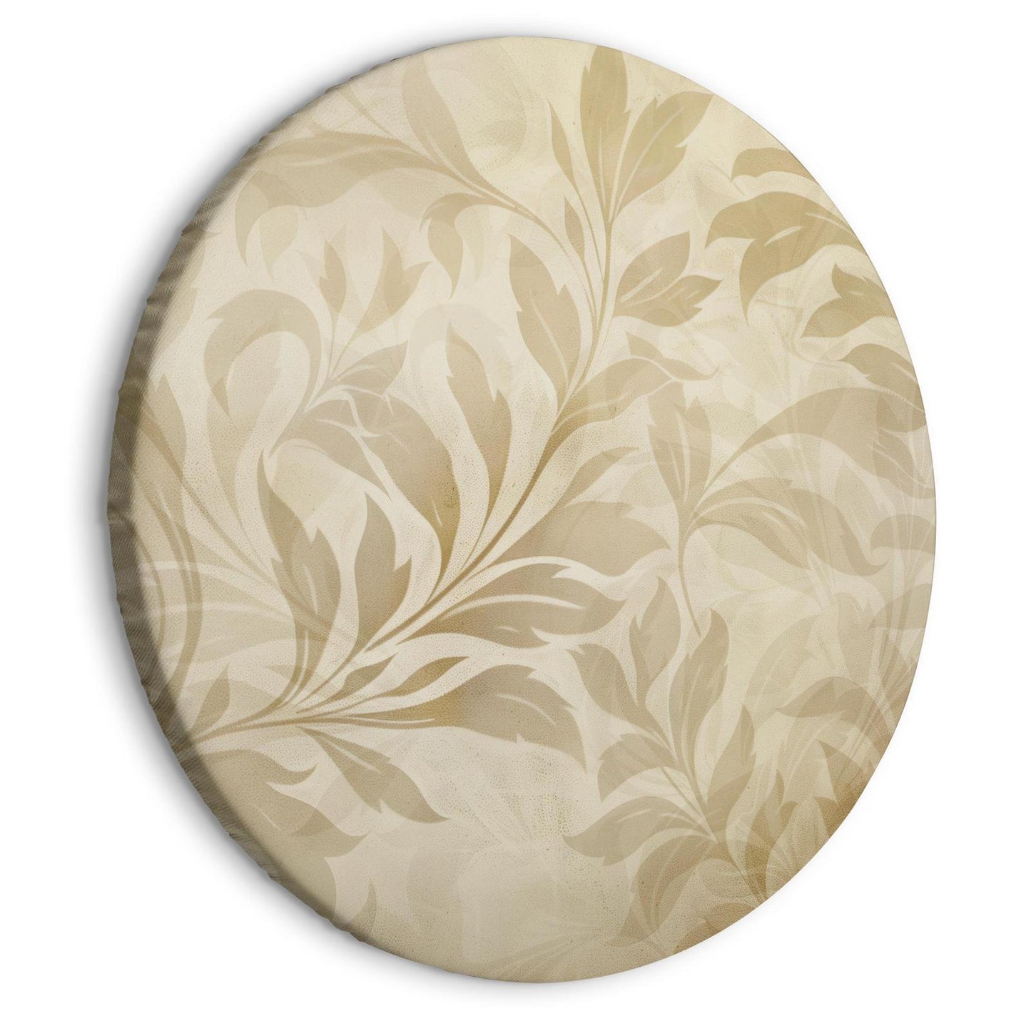 Rundes Bild - Botanical Motif with Leaves and Vines in Sand Colors Artgeist