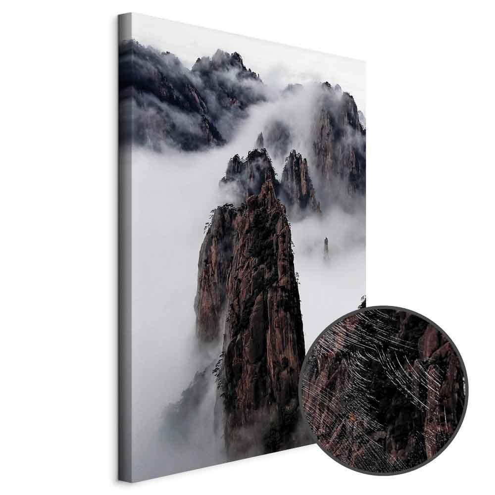 Leinwandbild - High Mountains in Mist (1-part) - Landscape of Clouds Amid Rocks