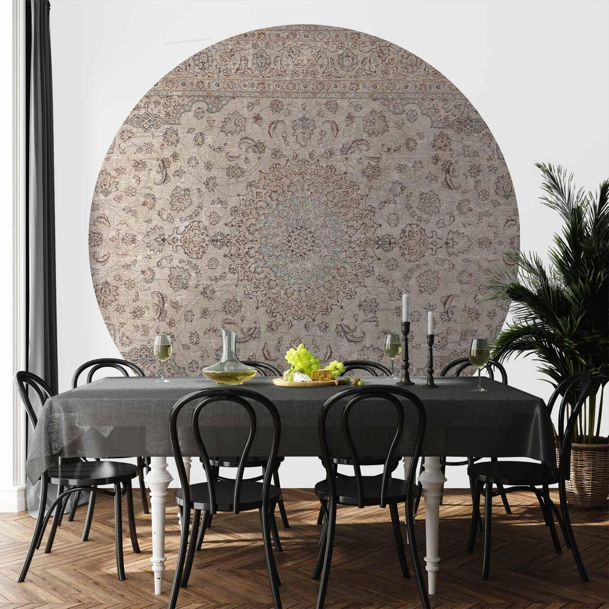 Runde Fototapete - Sand carpet - worn Persian carpet with rich decorative motifs