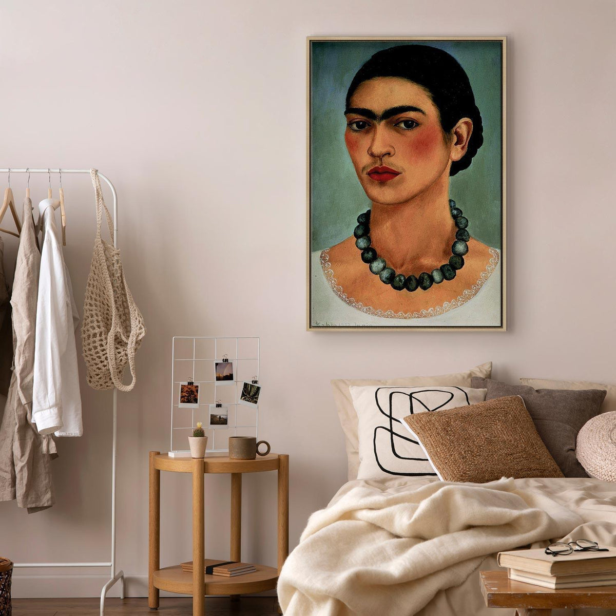 Leinwandbild - Frida Kahlo – Self-Portrait with Beaded Necklace