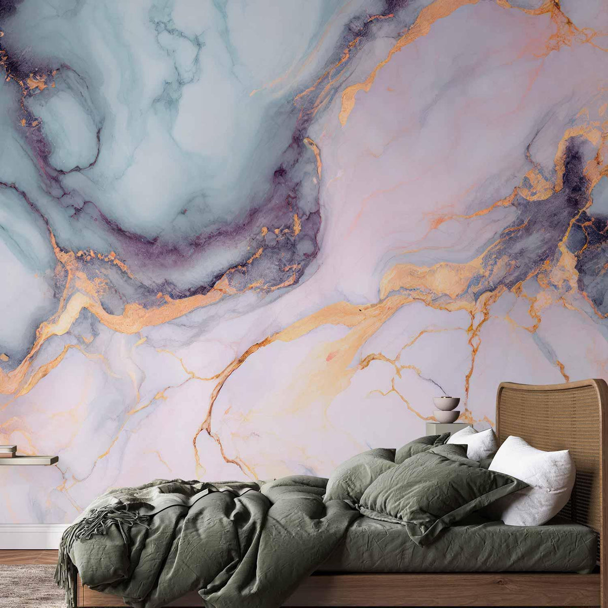 Fototapete - Pastel Stones - Pink and Blue Marble-based Structures