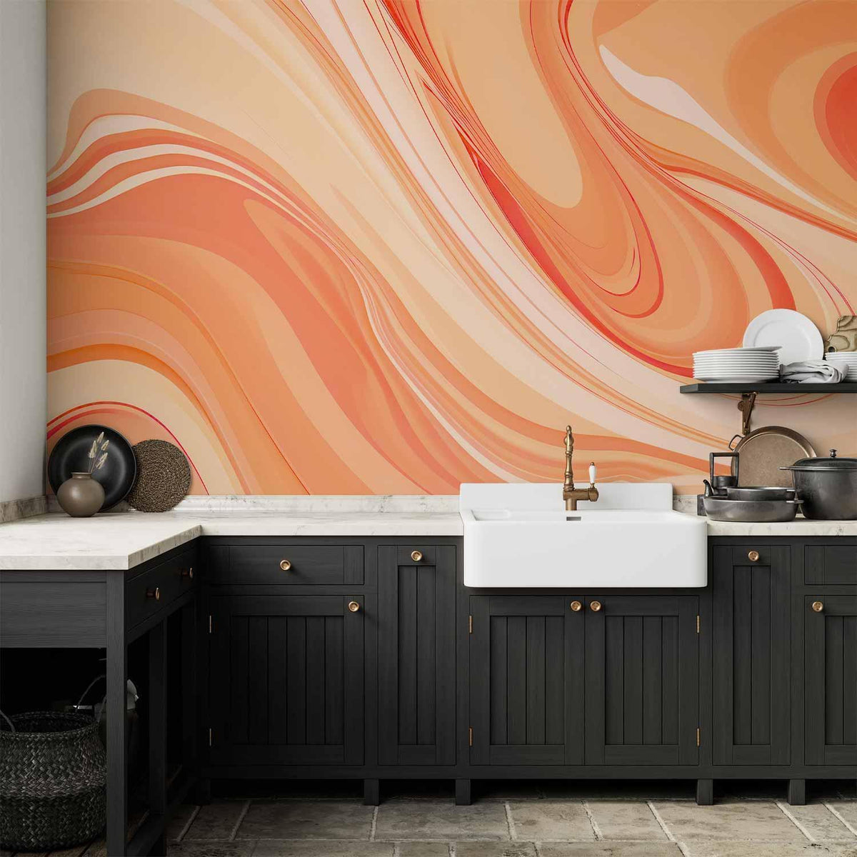 Fototapete - Peach Abstraction - Abstraction with Smoothly Transitioning Colors in Orange Tones
