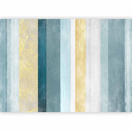 Fototapete - Striped pattern - abstract background in stripes in blue tones with gold pattern