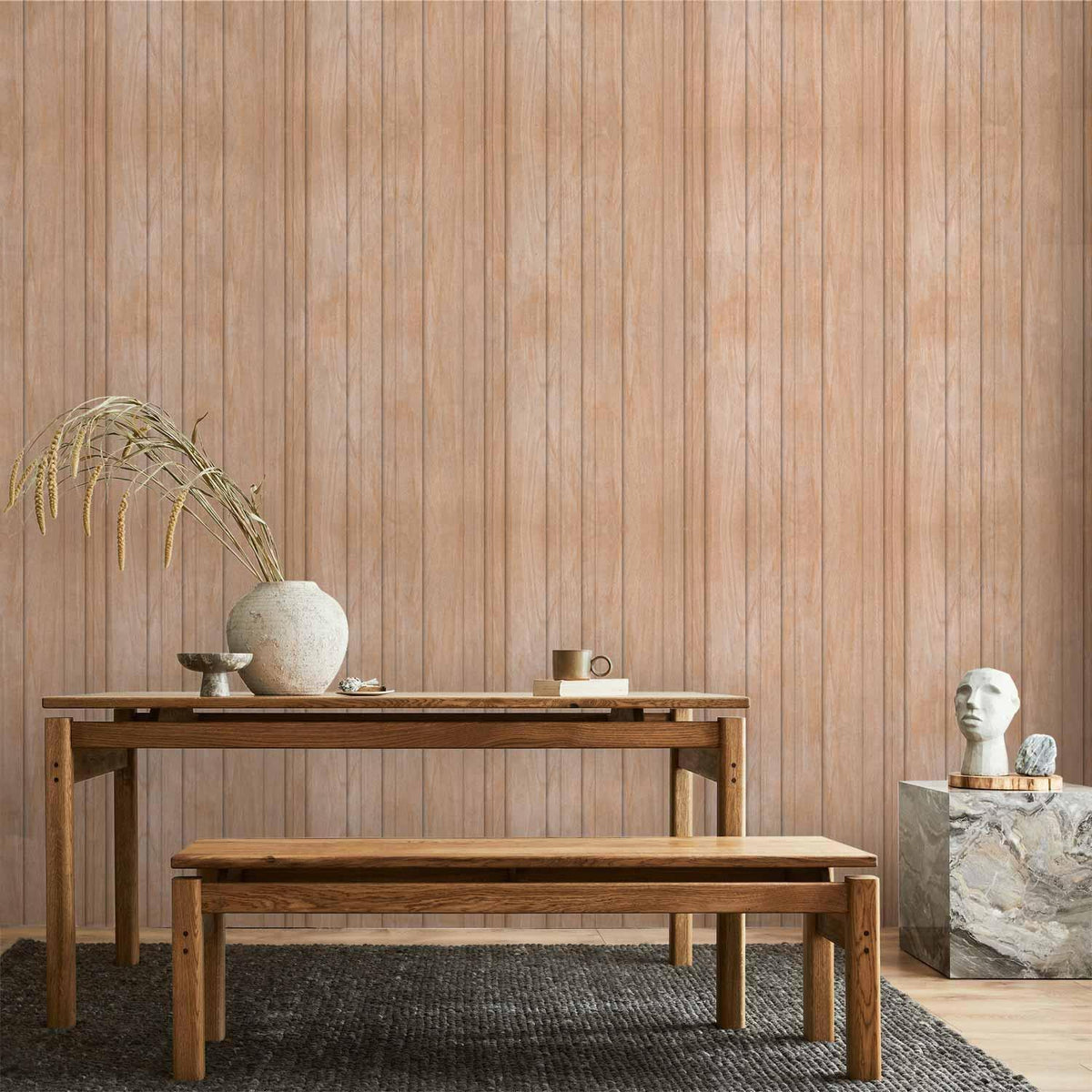 Tapete - Light Wood - Vertical panels in a warm beige shade