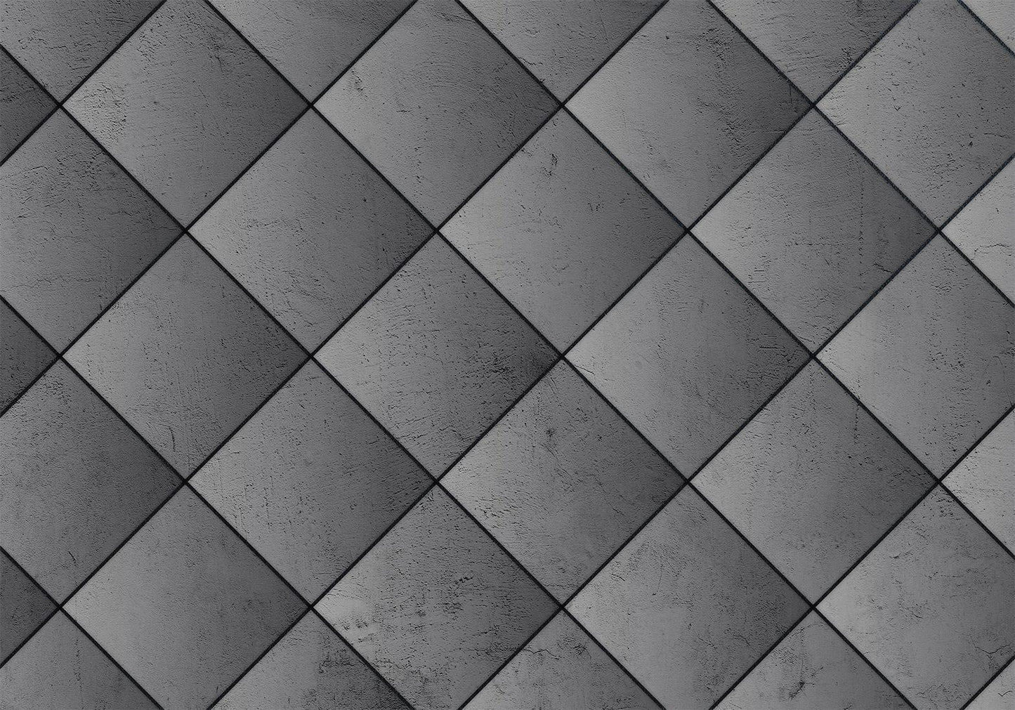 Fototapete - Grey symmetry - geometric pattern in concrete pattern with black joints Artgeist