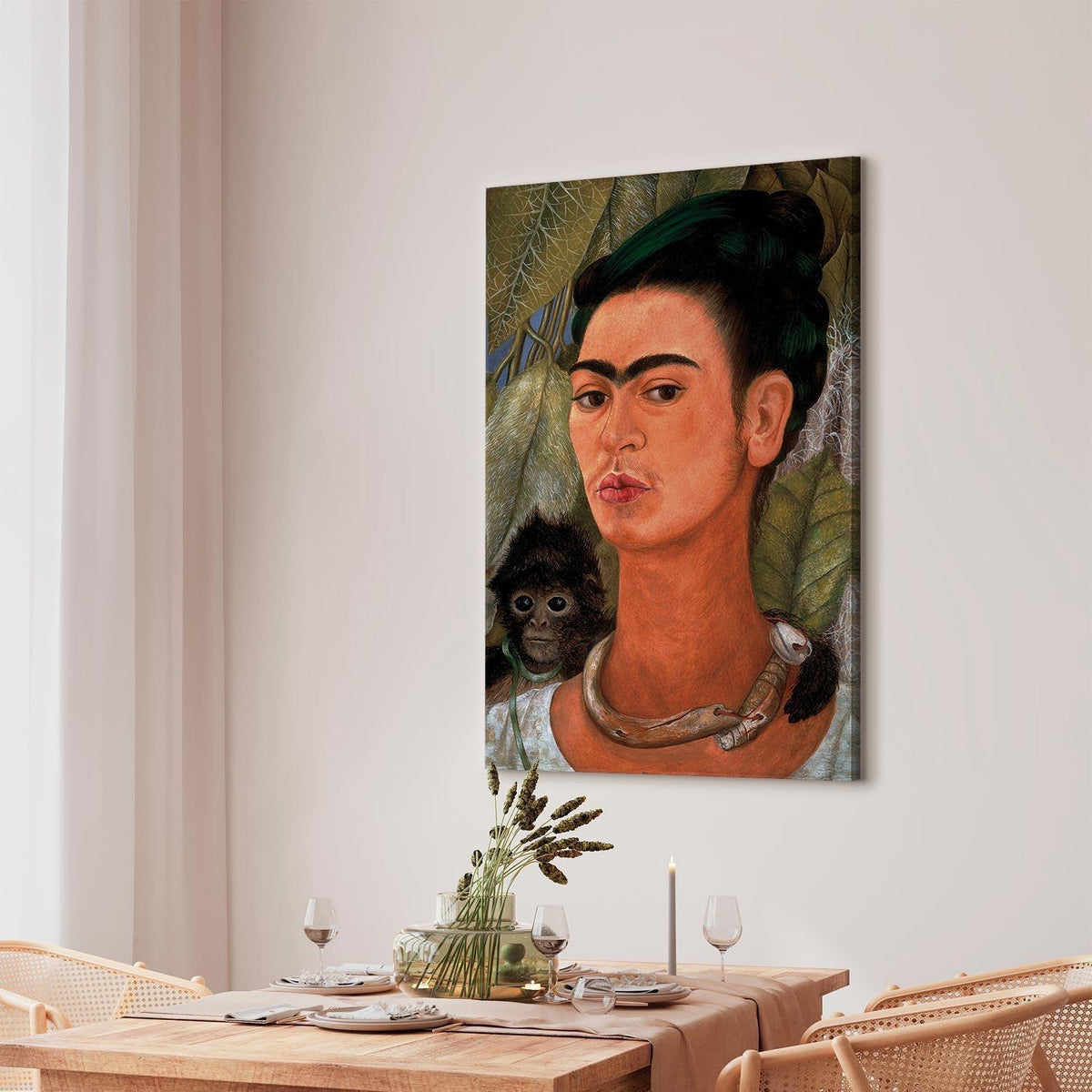 Leinwandbild - Frida Kahlo – Self-Portrait with Monkey