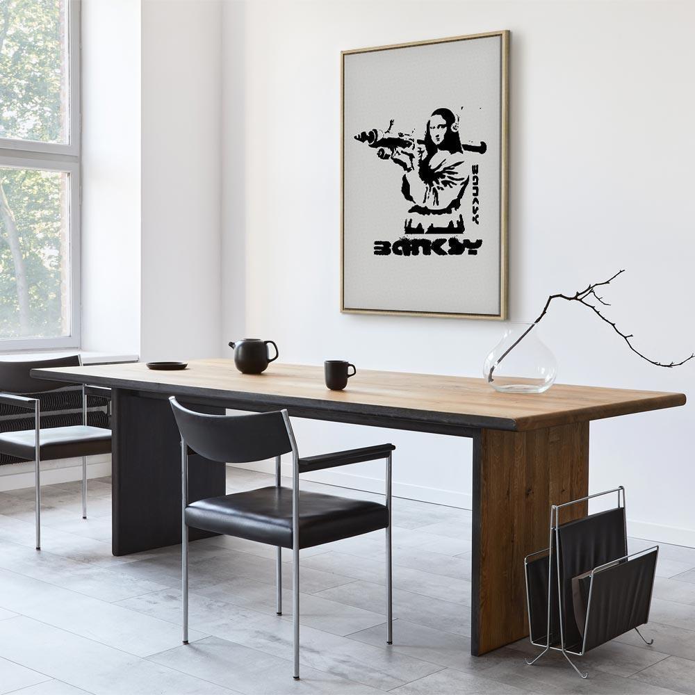 Leinwandbild - Contrast Duel (1-part) - Banksy on Mural with Mona Lisa