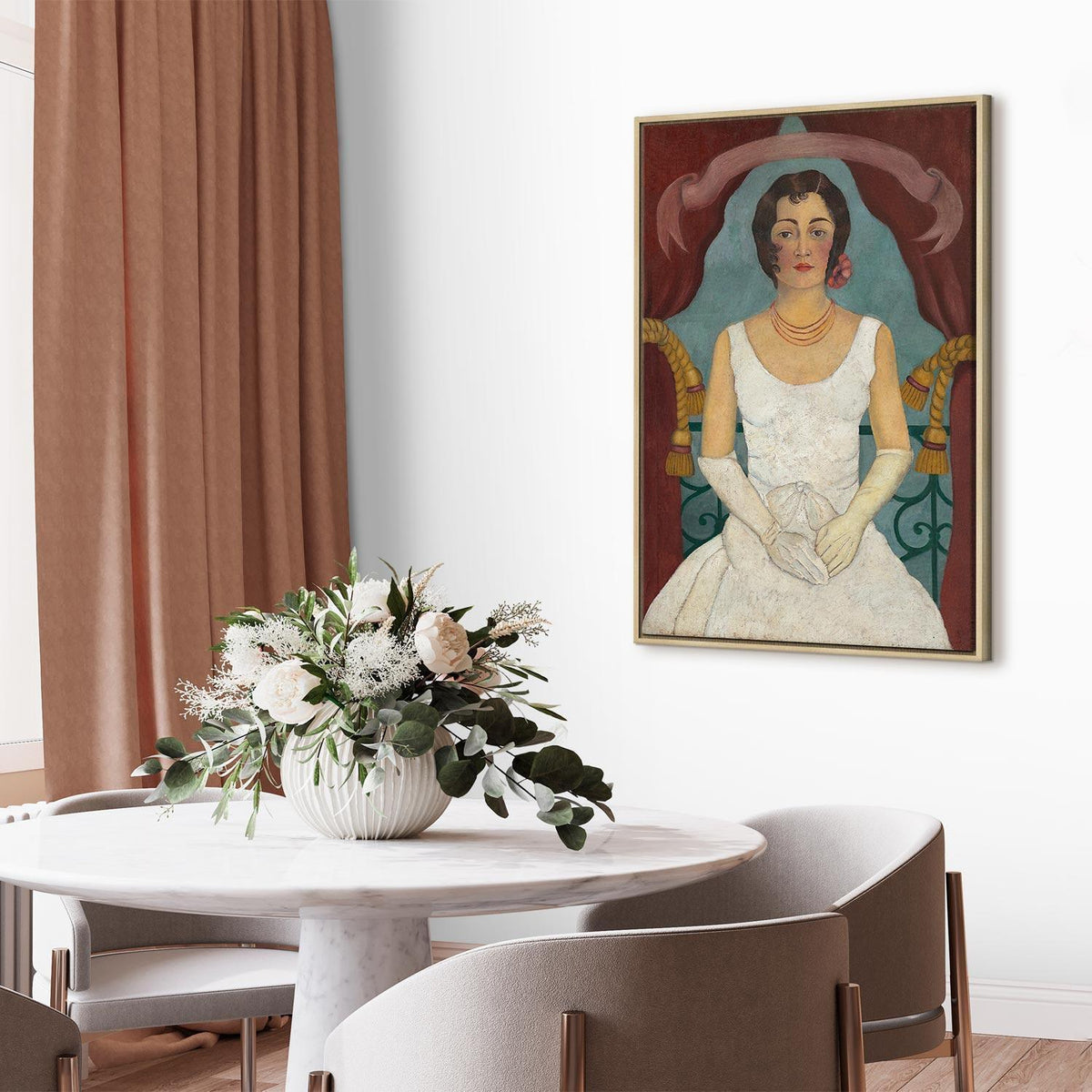 Leinwandbild - Frida Kahlo – Portrait of a Lady in White