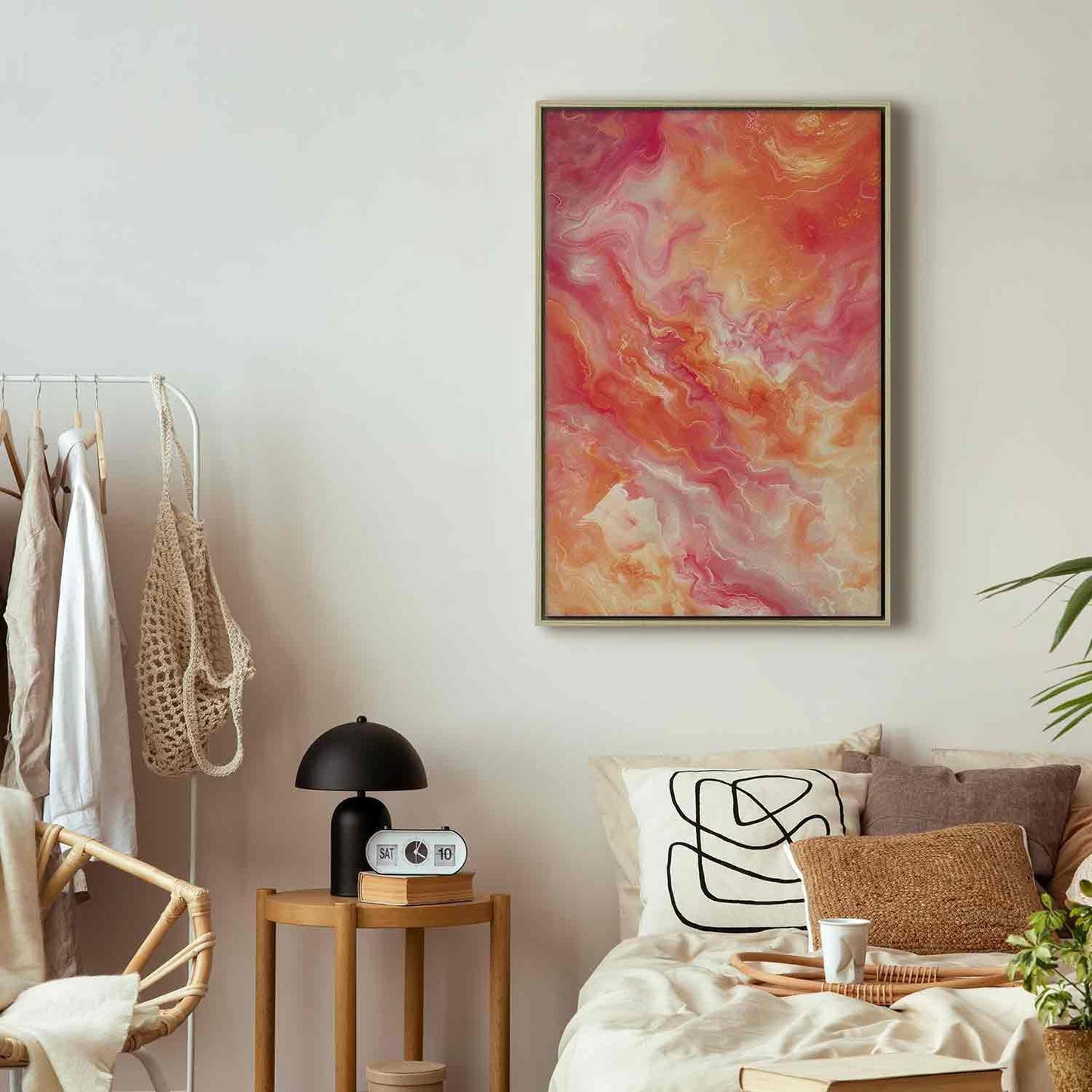 Leinwandbild - Fiery Colors - Dynamic Shapes in Colors of Fire and Pink Artgeist