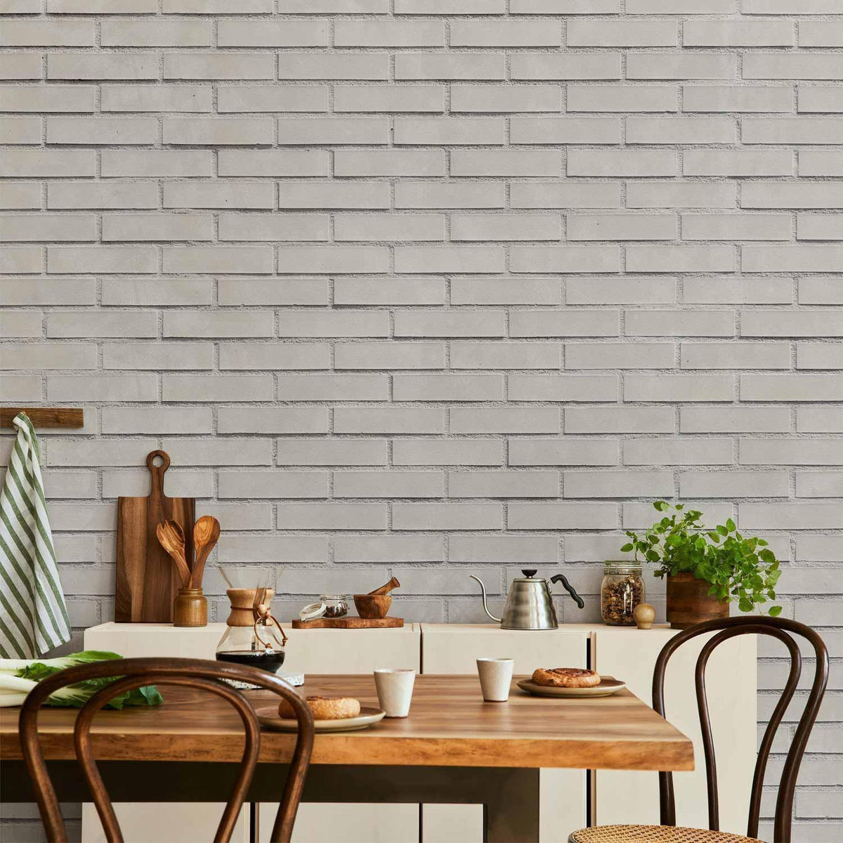 Fototapete - Snow Brick - Pattern Imitating a Brick Wall in White