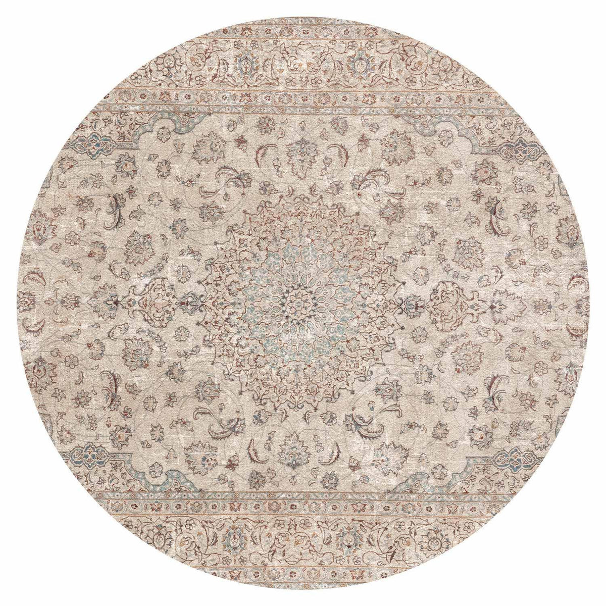 Runde Fototapete - Sand carpet - worn Persian carpet with rich decorative motifs