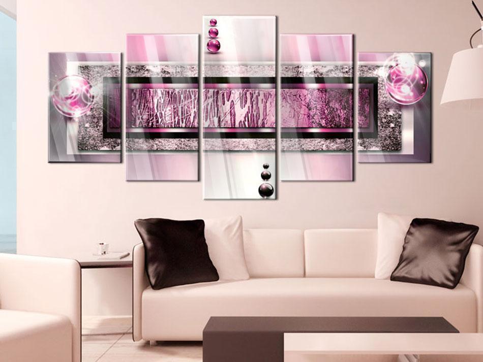 Wandbild Rosa Traum – 5-teiliges Acrylglasbild in Pink und Silber
