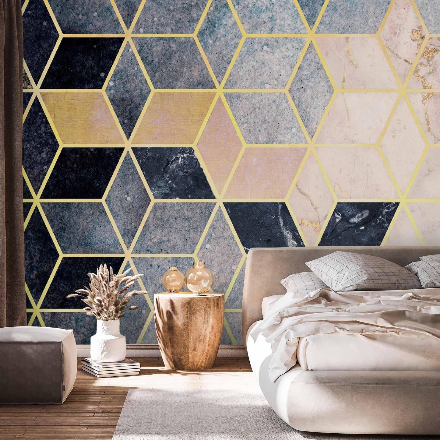 Fototapete - Blue Geometric Pattern Artgeist