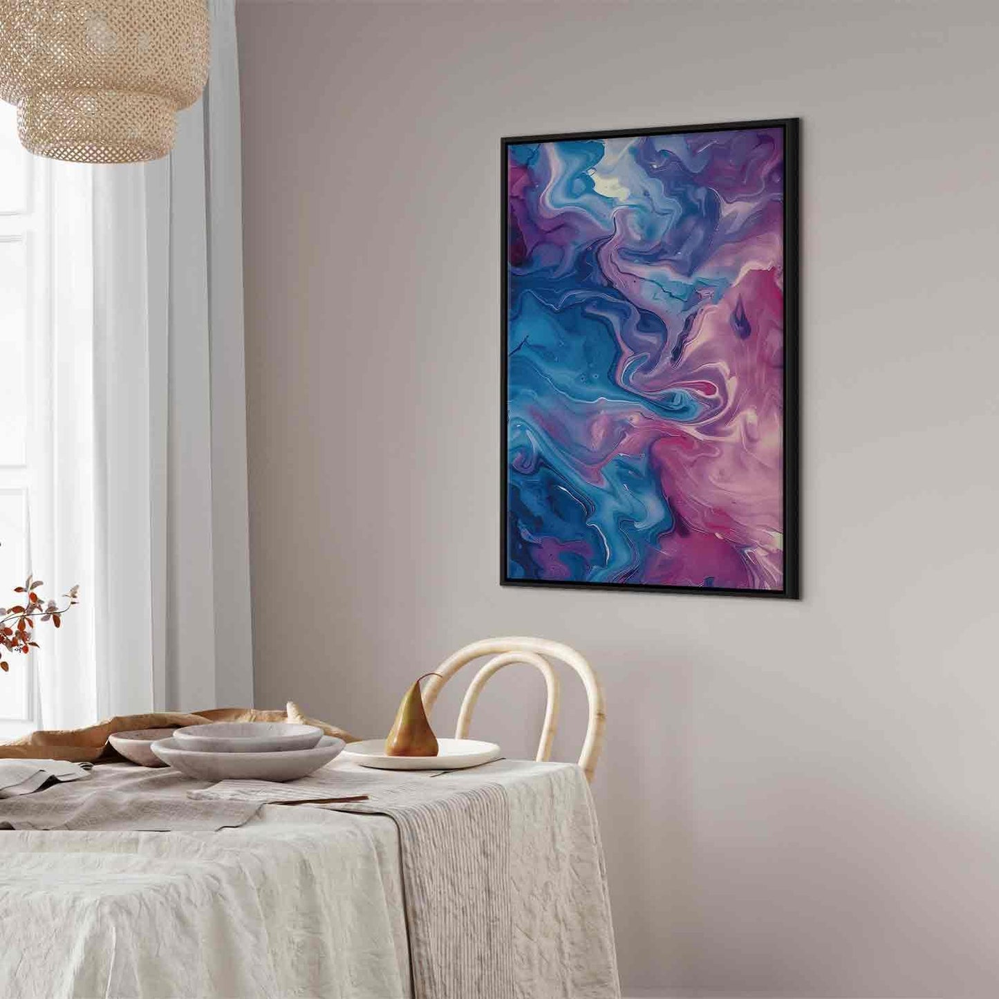 Leinwandbild - Night Flows - Abstract Waves in Shades of Blue and Violet Artgeist