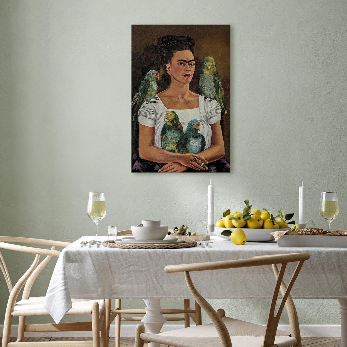 Leinwandbild - Frida Kahlo – Me and My Parrots