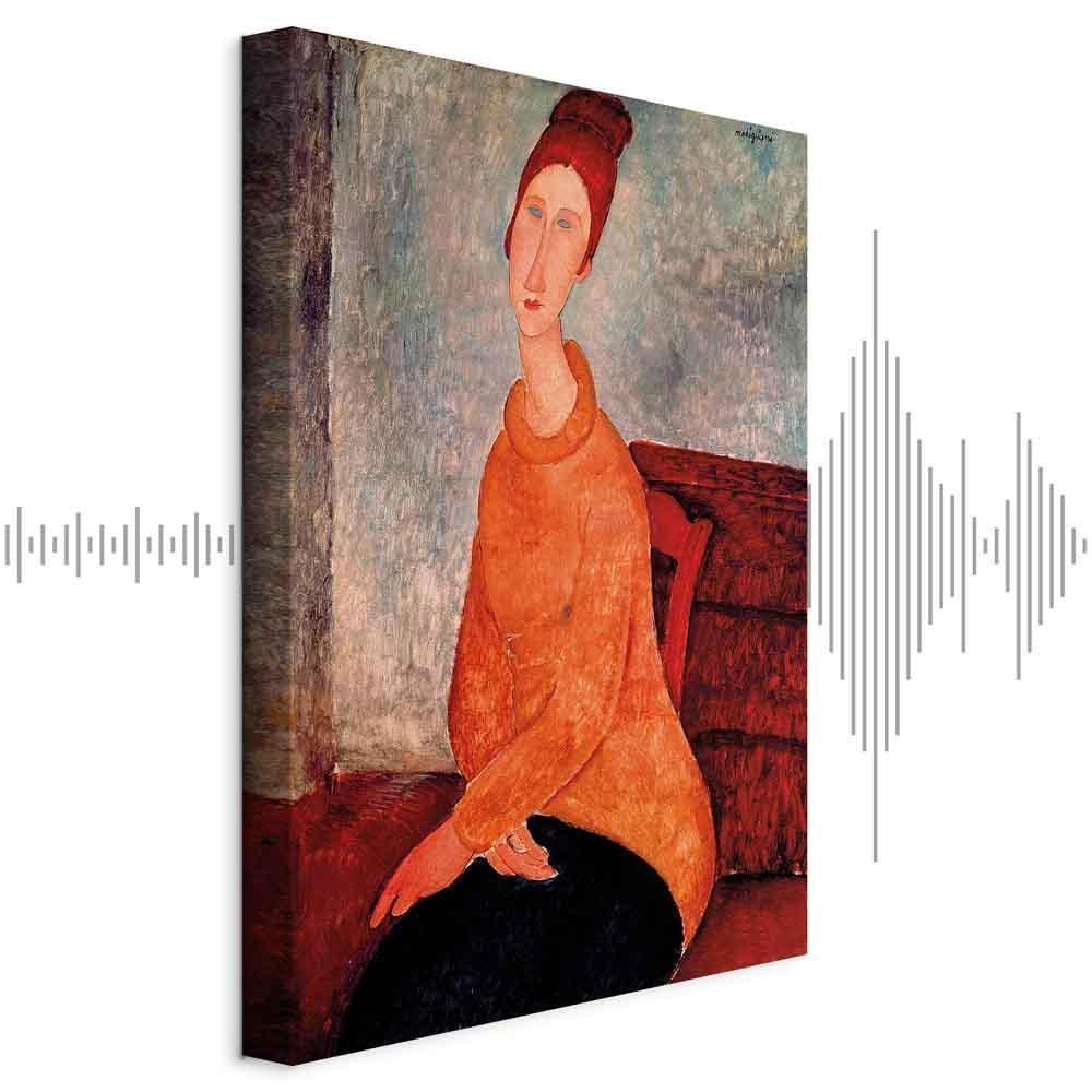 Leinwandbild - Amedeo Modigliani – Jeanne Hebuterne in a Yellow Sweater