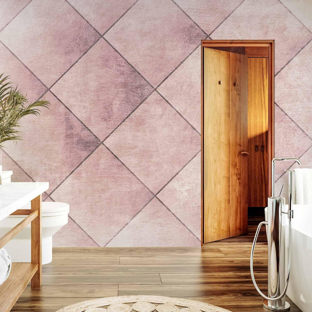Fototapete - Perfect cuts - uniform geometric pattern in tiled pattern with pattern