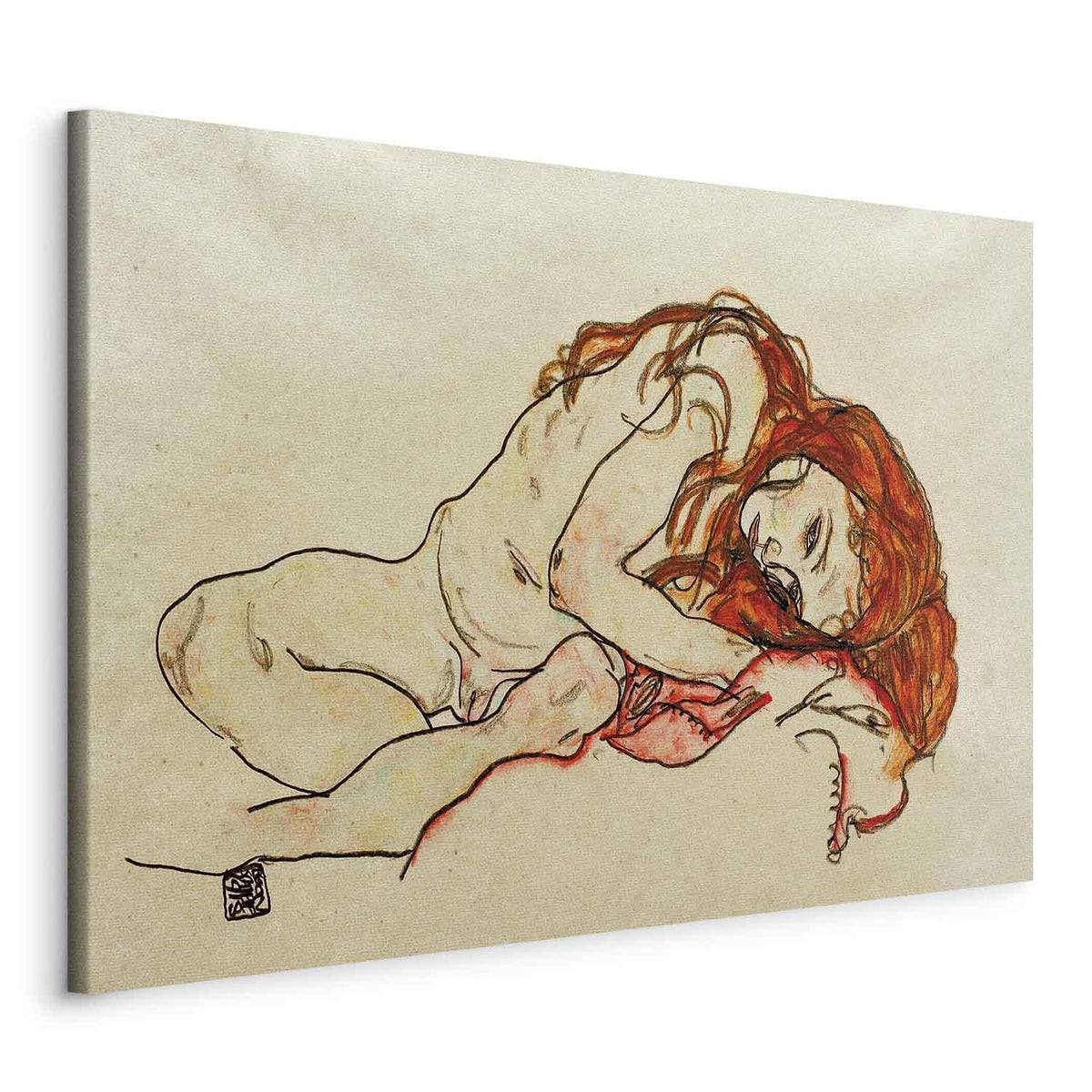 Leinwandbild - Egon Schiele – Crouched Girl With Bowed Head