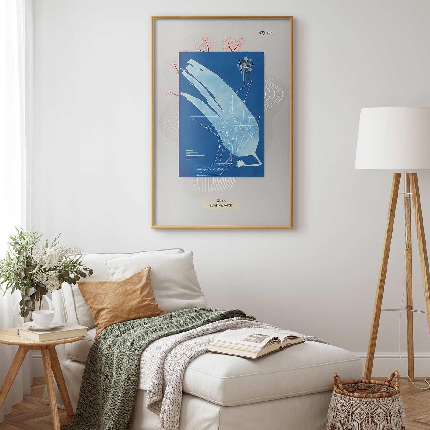 Wandposter in Beige und Grau mit Naturmotiven