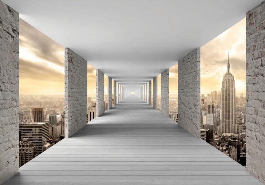 Fototapete Korridor zum Himmel – Architektonische Eleganz in luftiger Höhe