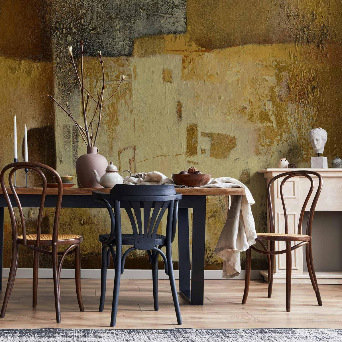Fototapete Goldene Abstraktion – Künstlerisches Design auf Beige
