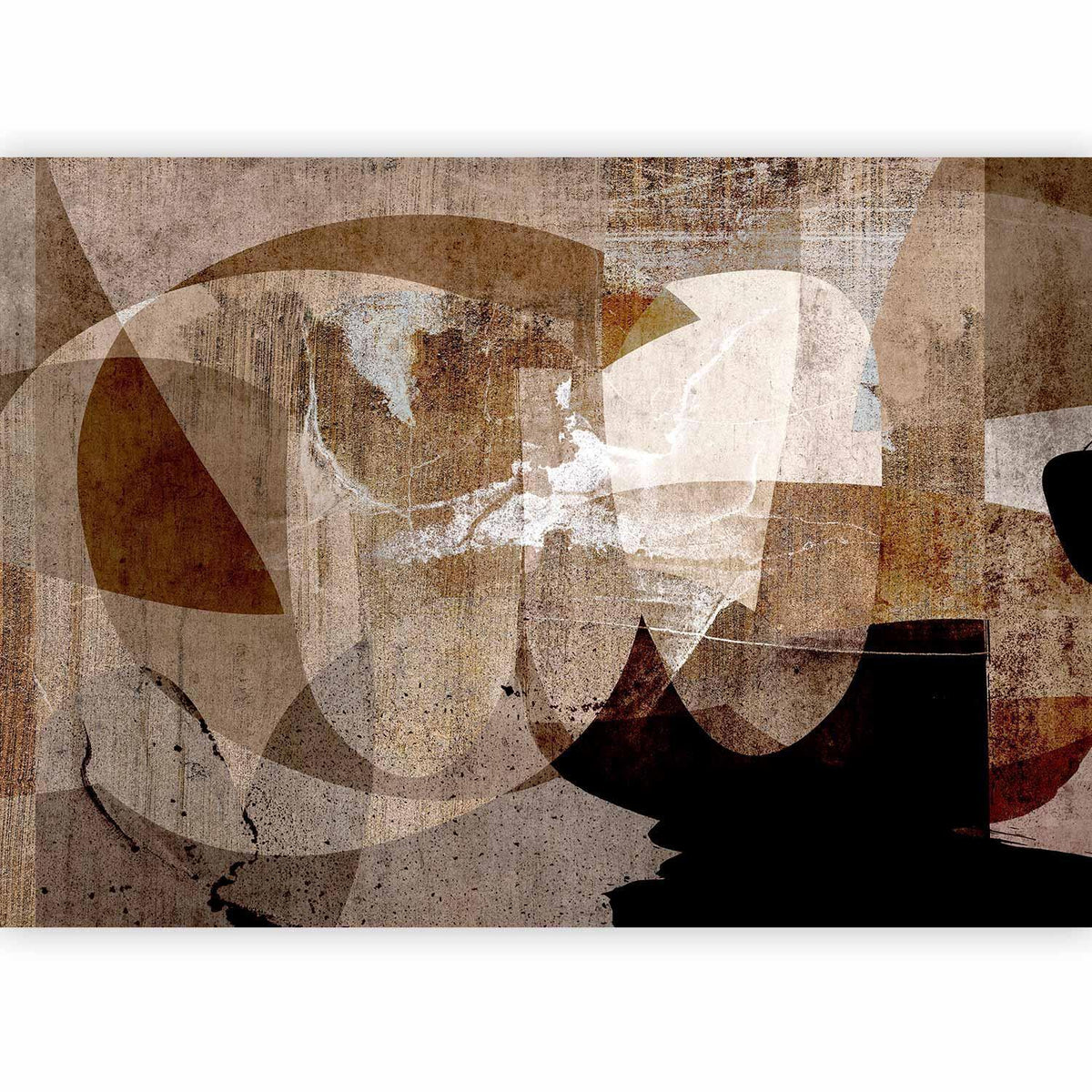 Fototapete - Geometric abstraction with shapes - composition in brown colours