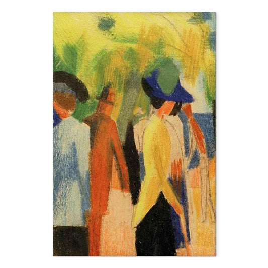 Leinwandbild - August Macke – Walker under trees (Walker in the park)