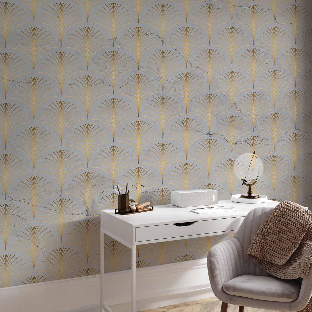 Fototapete - Linear Pattern With Gold