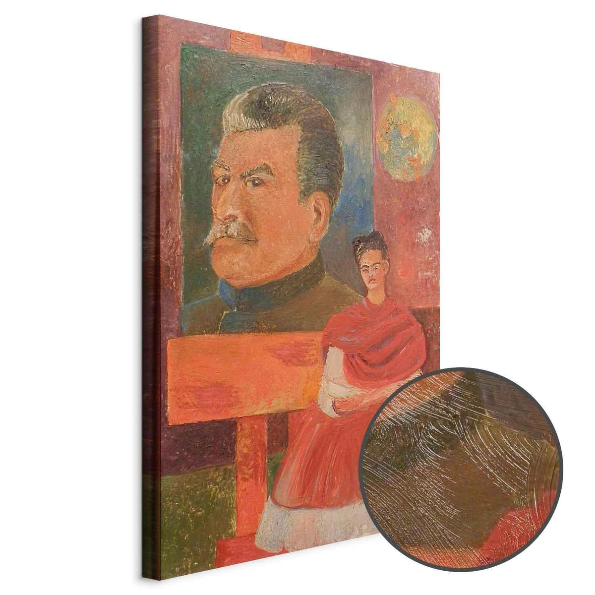 Leinwandbild - Frida Kahlo – Self-Portrait with Stalin