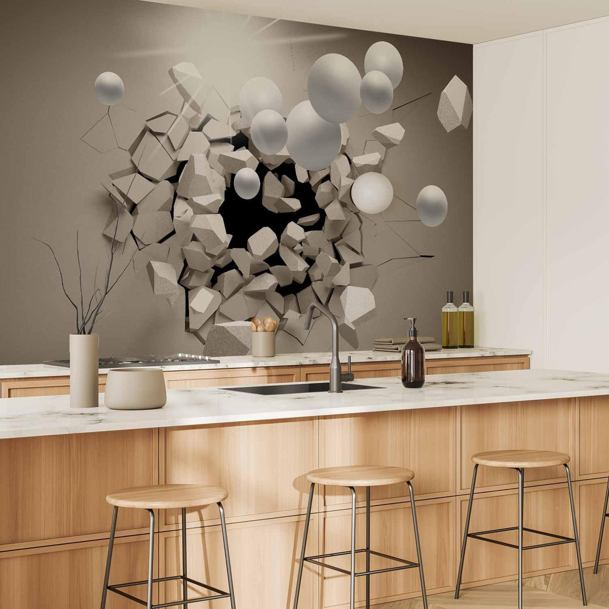 Fototapete 3D Abstrakt – Leuchtende Strahlen in modernem Design