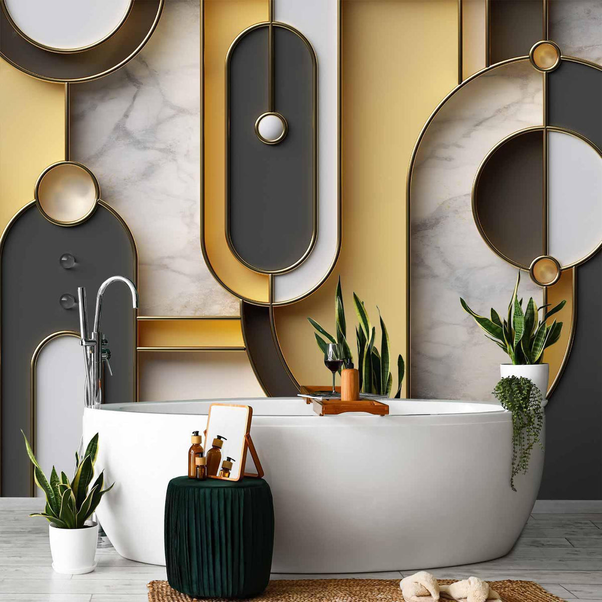 Fototapete - Gold-marble Geometric Pattern