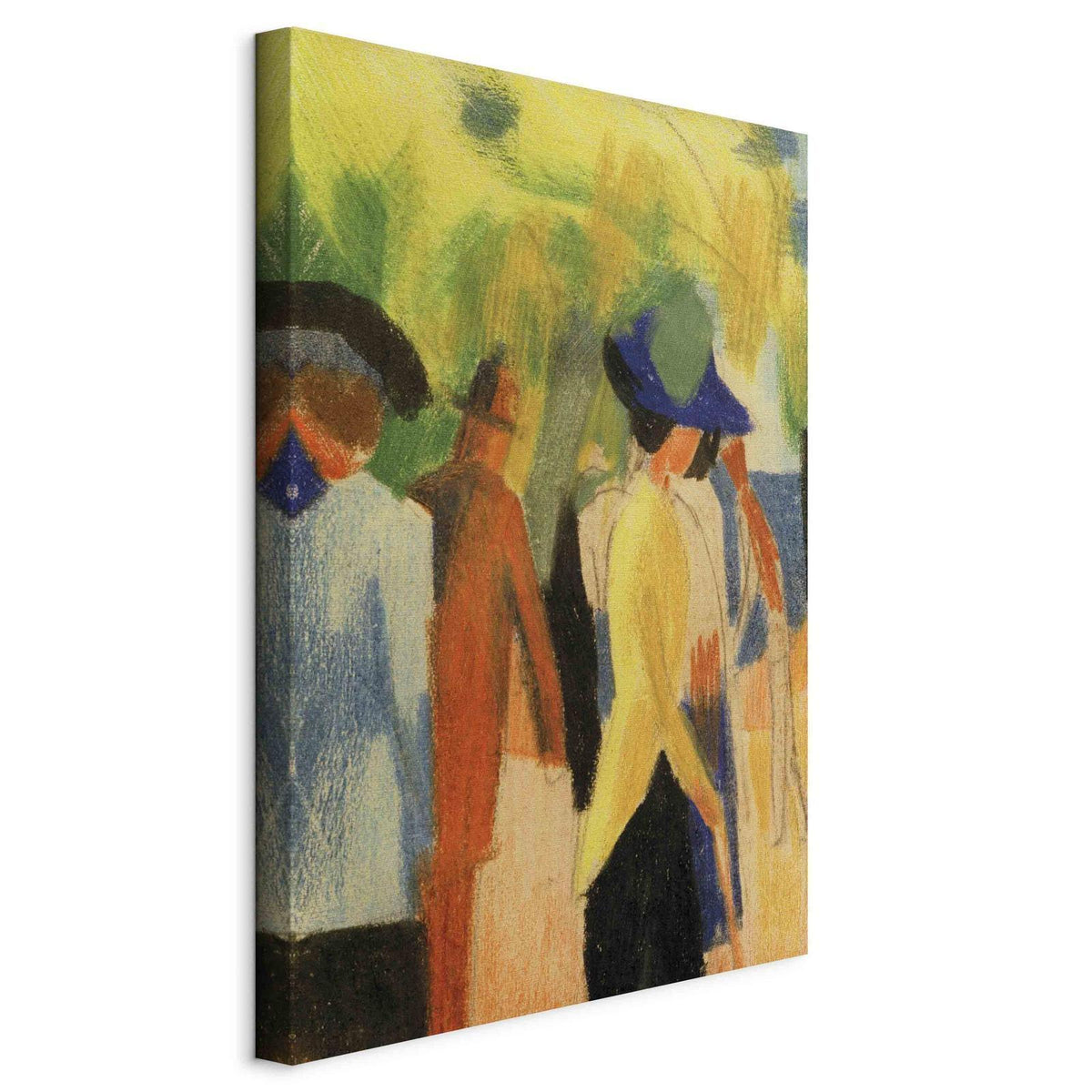 Leinwandbild - August Macke – Walker under trees (Walker in the park)