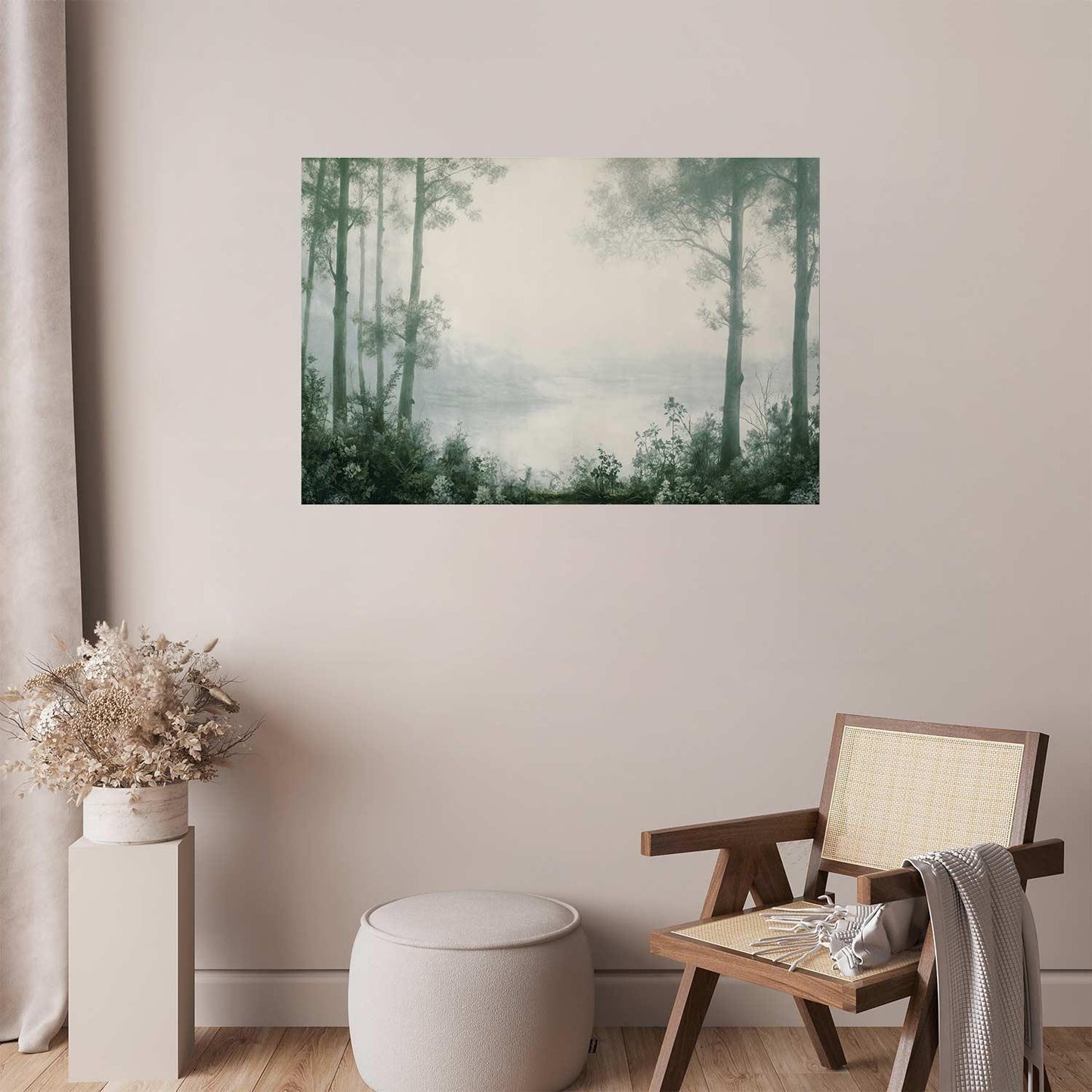 Poster - Forest and Pond in Patinated Green Artgeist