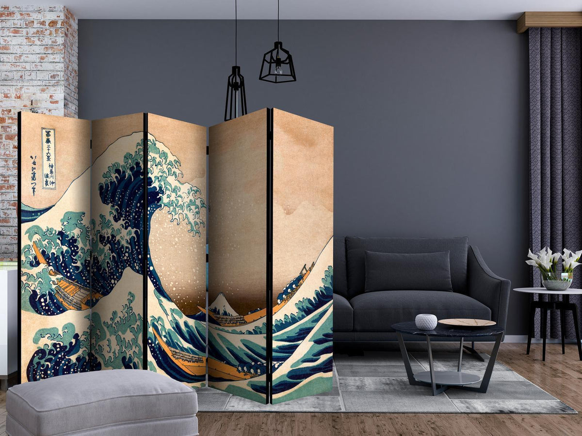 Paravent Die Große Welle von Kanagawa – Japanischer Raumteiler nach Hokusai