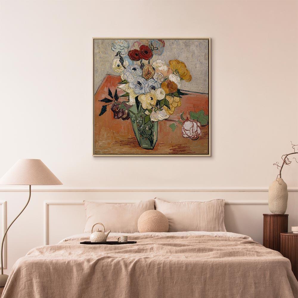 Leinwandbild - Vincent Van Gogh – Stilllife with Japanese vase, roses and anemones