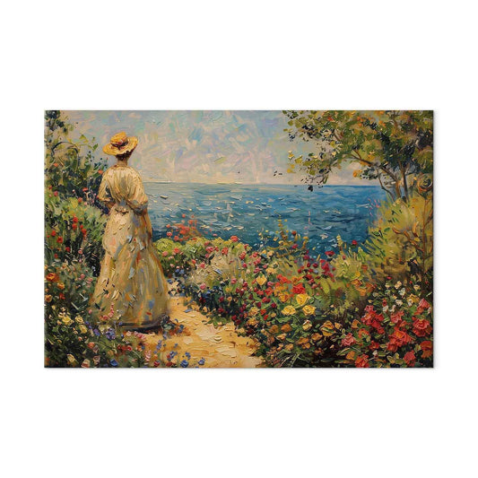 Wandbild XXL - Nostalgic impression - a pensive woman contemplating