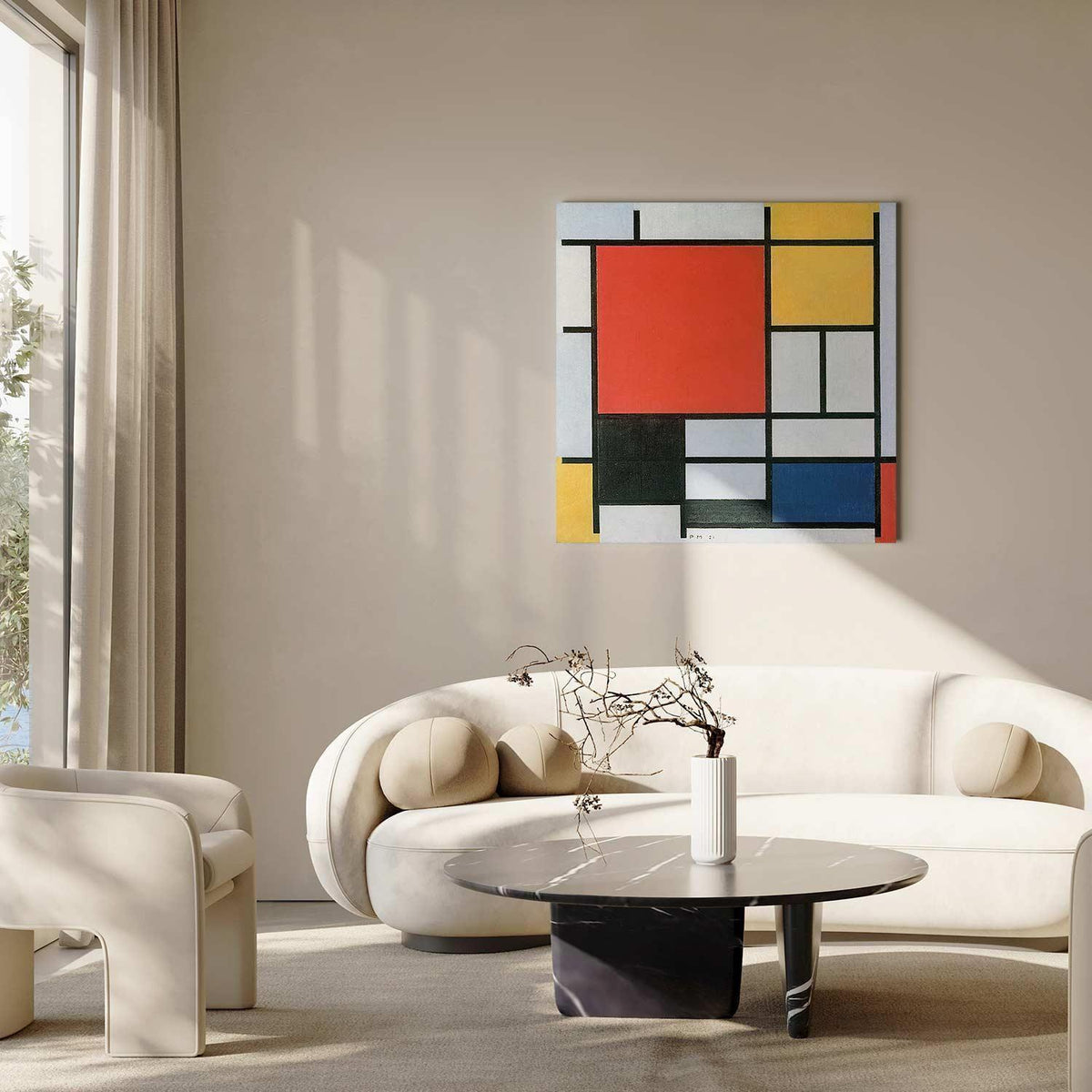 Leinwandbild - Piet Mondrian – Composition with red, yellow blue and black