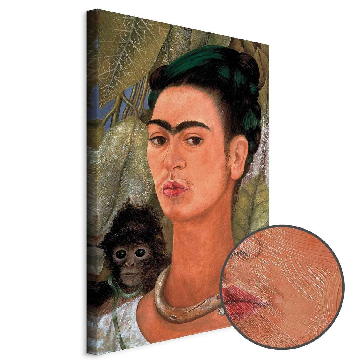 Leinwandbild - Frida Kahlo – Self-Portrait with Monkey