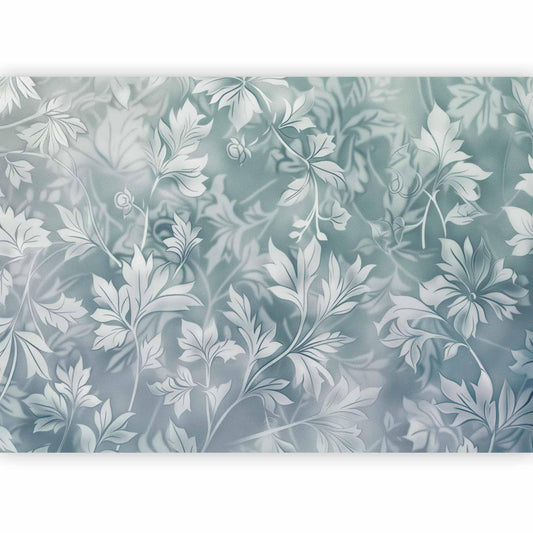 Fototapete - Ornaments in Worn Muted Turquoises: Delicate Plant Pattern