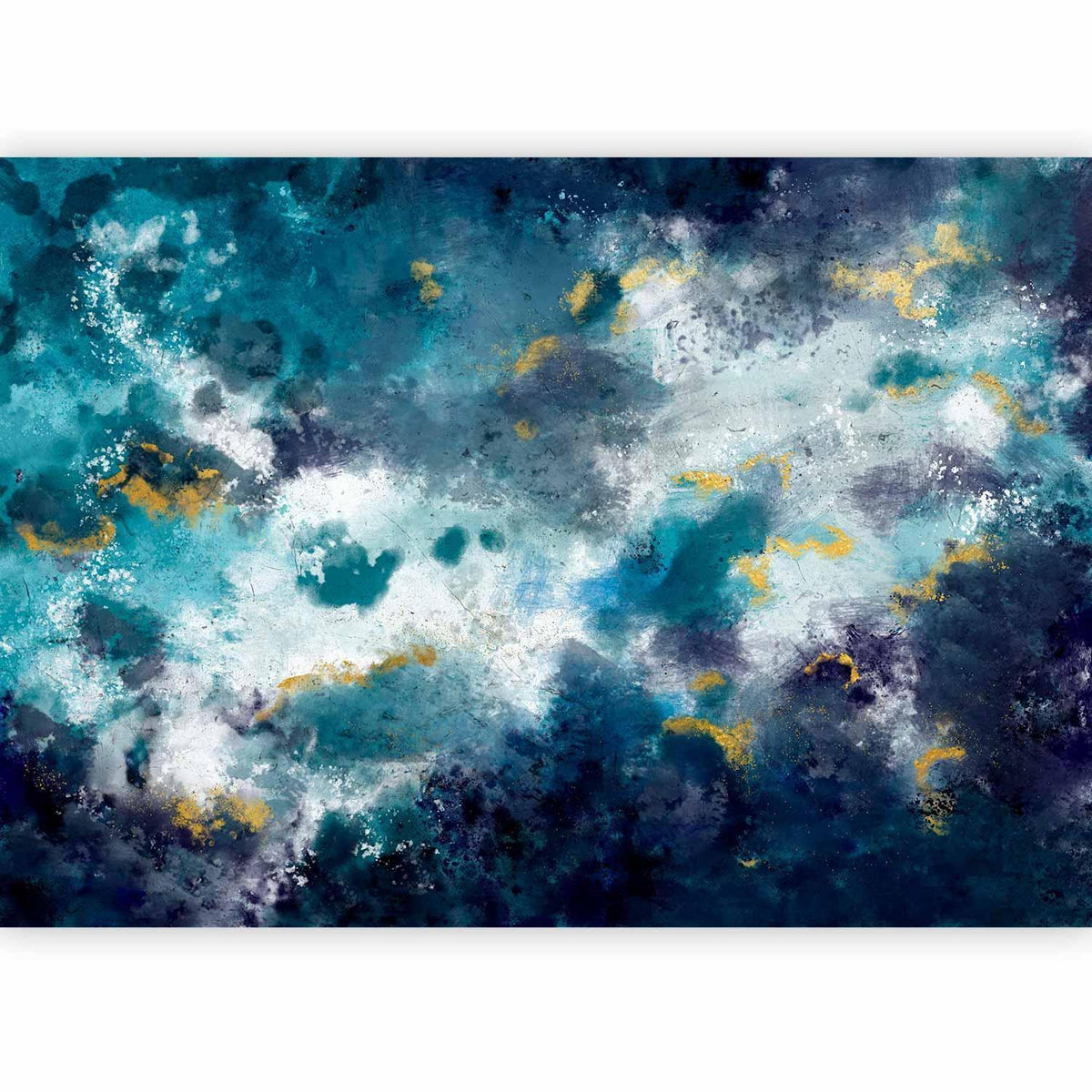 Fototapete - Stormy ocean - abstract blue composition in watercolour style