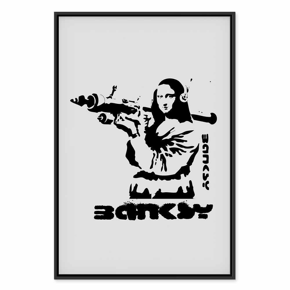 Leinwandbild - Contrast Duel (1-part) - Banksy on Mural with Mona Lisa