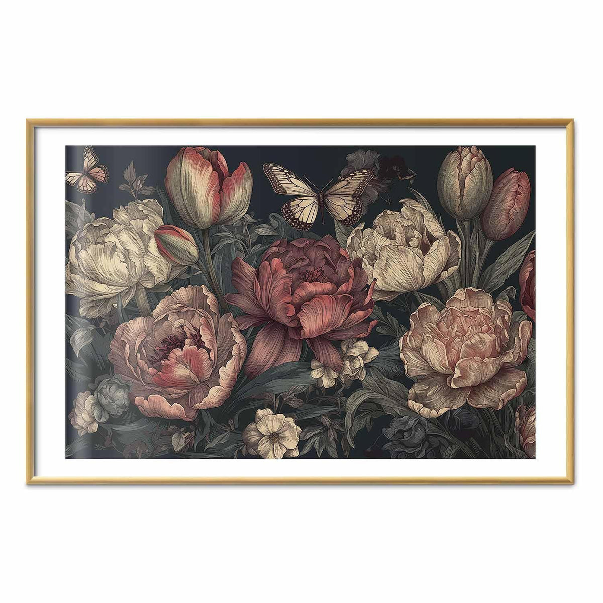 Poster - Flowers on a Turquoise Background