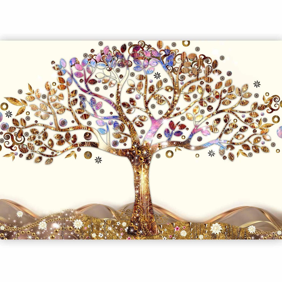 Fototapete Goldener Baum – Künstlerisches Naturmotiv in Gold